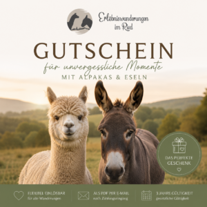Gutschein für Alpaka- & Eselwanderungen